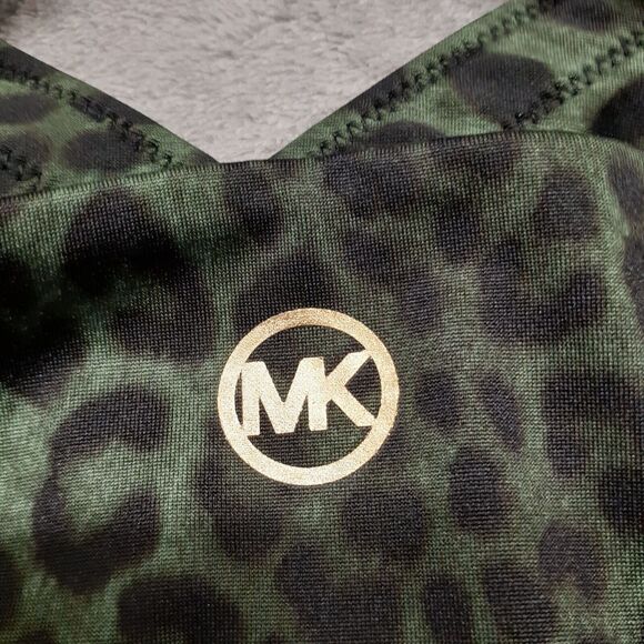Michael Kors Tankini Tank Top Green Animal Leopard Print Size L - Picture 7 of 9